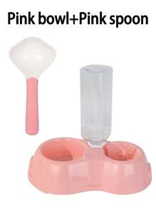 Double Bowl Pet Feeder With Water Dispenser - Plastic Cat & Dog Food Dish Set, Pastel Portable Design, Leak-Proof - Multicolor - View 18