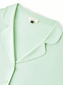 LUVLETTE 女士透气棉质薄荷清新短袖纽扣上衣和裤子，轻盈舒适，家居服可爱睡衣套装，裤子带口袋，浪漫居家休闲舒适，也适合青少年女孩、年轻女孩和儿童，春夏皆宜。 - 綠色 - 查看 10