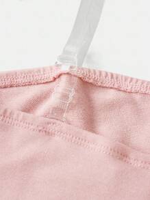 SHEIN Girlism 青少年女孩休闲街头风格标语印花运动衫和短裤，合身纯色吊带背心三件套 - 藕粉色 - 查看 3