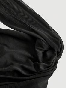 SHEIN X Belle Mariano SHEIN MOD Váy không tay xếp ly bất đối xứng cổ điển dành cho nữ - màu đen - Xem 4