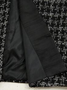 GENKIRA Vestido largo de mujer con manga larga, diseño de lujo con parches de satén, cuello negro, botones de metal dorado decorativos y estilo vintage para uso diario - Negro - Ver 7
