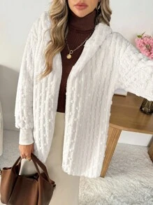 SHEIN LUNE Jaqueta de malha com capuz texturizada de cor sólida casual feminina, roupa básica para o dia a dia, outono/inverno, roupas de inverno para mulheres, tops para sair, roupas de outono para mulheres, roupas de outono para mulheres, top fofo, roupas de inverno, roupas casuais para mulheres, tops para sair, roupas brancas para mulheres, roupas de outono para mulheres, roupas de outono para mulheres, tops de outono, roupas femininas de outono, nova moda de outono, roupas de outono para mulheres, roupas de outono para mulheres