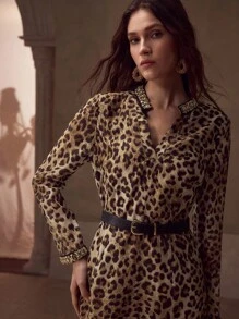 MOTF PREMIUM Váy cắt chéo họa tiết da báo - Nhiều màu - Xem 4