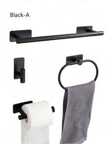 1 pieza Barra para toallas, portarrollos de papel higiénico, anillo para toallas de acero inoxidable, barra para almacenar, nuevo gancho de pared para el baño - Multicolor - Ver 22