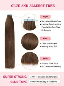 Extensiones de cabello con cinta 100% cabello humano Remy de 12 a 24 pulgadas, liso, sin costuras, en piel, 50g/paquete, extensiones de cabello con cinta, extensiones de cabello con cinta