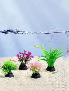 5/10pcs Fish Tank Artificial Seaweed - Plastic Safe Aquatic Plants For Aquarium Decor | Random Color Set - Multicolor - View 3