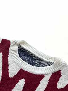 EURMUSE 休闲字母图案圆领毛衣，秋冬 - 彩色 - 查看 3