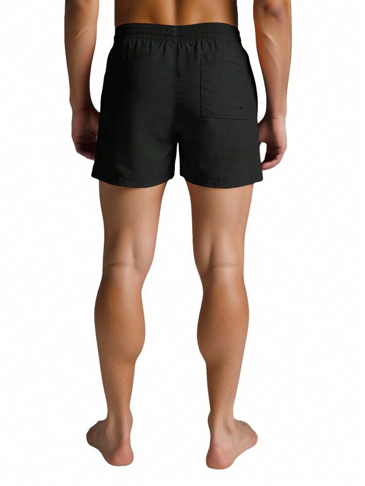 Nike Pantalones cortos de natación casuales y sueltos con cordón en la cintura para hombre - Negro - Añade 2