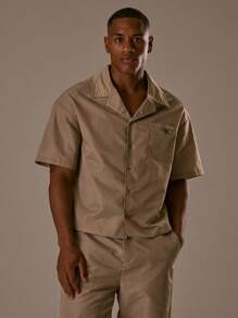 Musero Short Sleeve Button Through Revere Collar Premium Shirt Top Front Pocket Detailing Branded Patch Fall/Autumn Winter