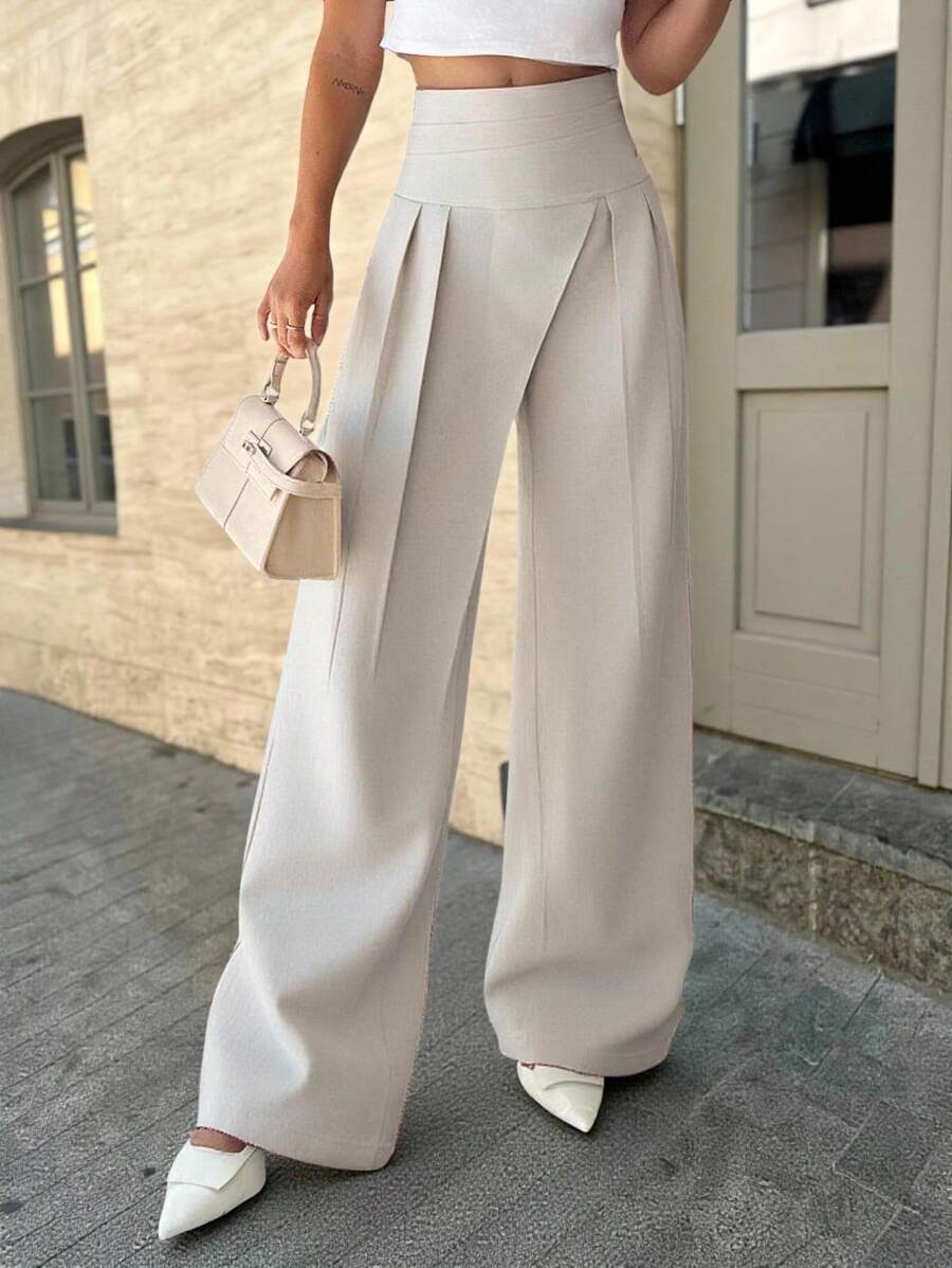 Firerie 女士新款简约优雅绿色中腰宽松直筒裤，百搭日常休闲装、通勤装、时尚装、夏季装、办公室装、海滩度假装