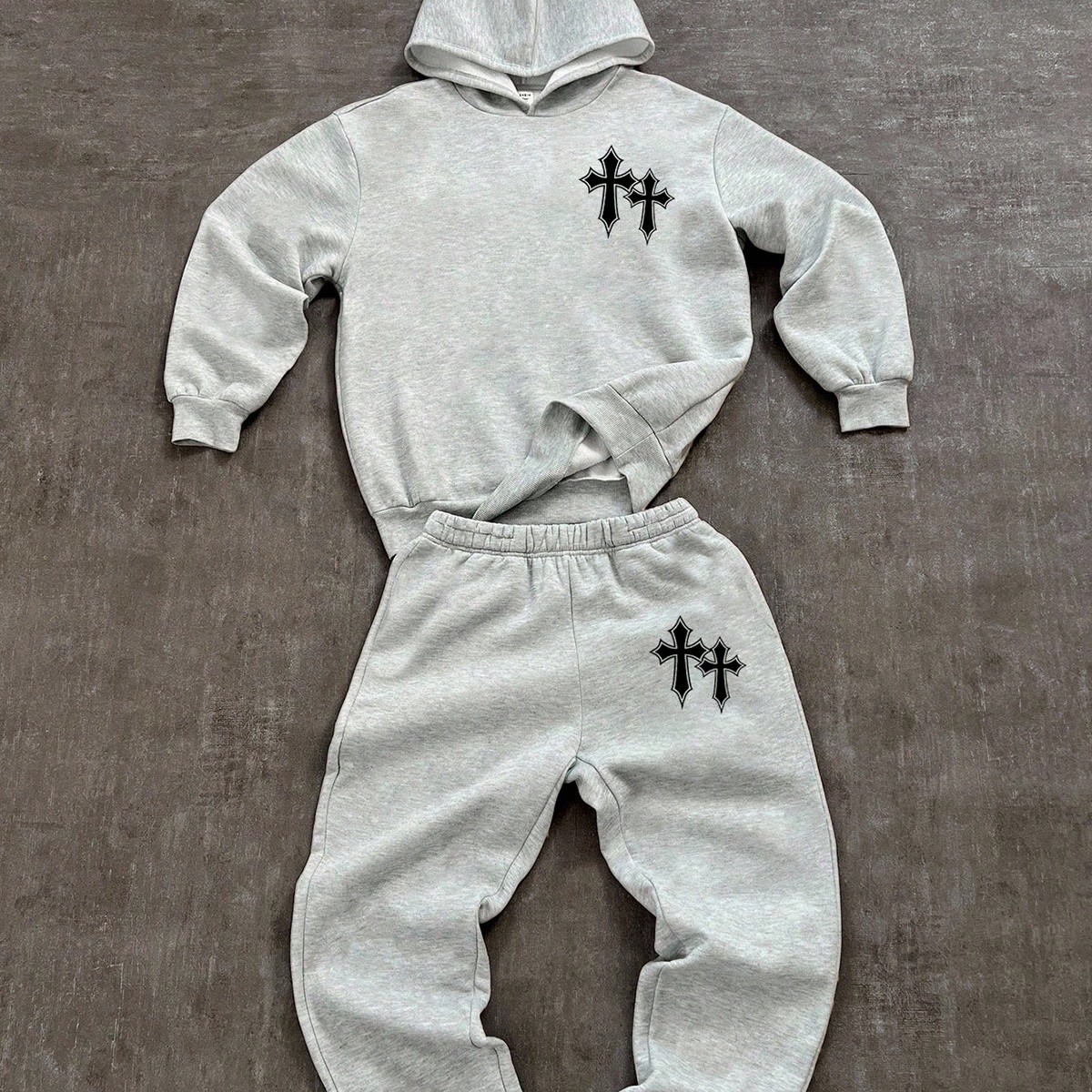 Piezas Conjunto informal minimalista de sudadera con capucha de manga larga y pantalones para niño preadolescente, adecuado para el verano