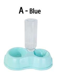 Double Bowl Pet Feeder With Water Dispenser - Plastic Cat & Dog Food Dish Set, Pastel Portable Design, Leak-Proof - Multicolor - View 20