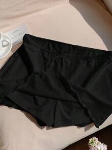 Comfortcana 夏季休闲度假白色纹理低腰迷你裙 - 黑色 - 查看 5