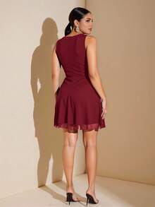 SHEIN BAE Plus Size Women's Sleeveless Mesh Dress, Spring/Summer