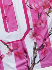 ROMWE MEN Prep Men's Long Sleeve T-Shirt With Digital Printing, Jersey No.10 Sportswear, 2000s Style - Pink - View 3