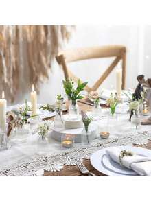 A Set Of 6/12 Glass Vases, Vintage Decorative Centerpiece, Vintage Bottle Tabletop Decoration, Used For Weddings, Receptions, Home Decor, Holiday Party Decoration - A color - View 5