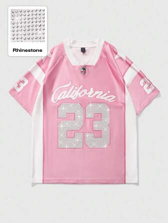 Prep Men's Ice Hockey Jersey Short Sleeve T-Shirt, Sports Tee Suitable For Daily Wear, Summer, 2000s Style