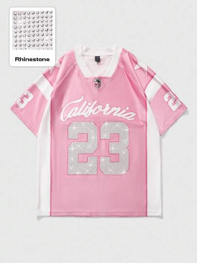 Prep Men's Ice Hockey Jersey Short Sleeve T-Shirt, Sports Tee Suitable For Daily Wear, Summer, 2000s Style