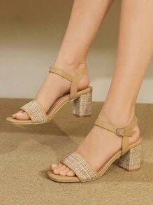 Styleloop Women's High Heel Sandals, Woven Vacation Style, Bohemian Outfit, Suitable For Halloween, Christmas, Party - Brown - View 5