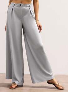 SHEIN Mujeres, primavera, verano, longitud capri, ajuste regular, pliegue, bolsillos, cómodo, tela natural, relajado, viaje, vacaciones, casual, diario