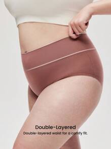LUVLETTE Plus 3 条装棉质高腰女士内裤套装-柔和色 - 彩色 - 查看 7