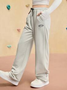 JNSQ Tween Mädchen Oversized Sweatshirt & Hosen Set mit elastischem Bund, lustiger Buchstaben-Muster, weite Passform Jogginghose, geeignet für Herbst/Winter Alltagstragen, Outdoor-Aktivitäten, Urlaub, Streetwear, Party und Lässig