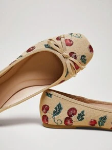 SHUZIA 女士休闲优雅舒适樱桃刺绣芭蕾平底鞋 - 彩色 - 查看 5