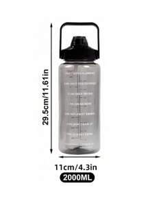 1 个 750ml/2000ml 水瓶，返校，健身房户外办公室运动水壶，学校（黑色）记号笔和吸管大容量水壶，学校用品，夏季海滩旅行必备品，圣诞节节日礼物 - 黑色 - 查看 10