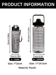 1 个 750ml/2000ml 水瓶，返校，健身房户外办公室运动水壶，学校（黑色）记号笔和吸管大容量水壶，学校用品，夏季海滩旅行必备品，圣诞节节日礼物 - 黑色 - 查看 8