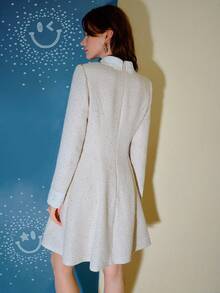 S.W.Smiley x MOTF PREMIUM TWEED BUTTON UP DRESS - White - View 4