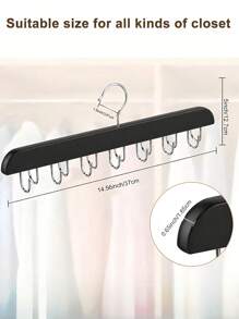 Closet Organizer For Belts/Ties With 1-14 Hooks, Wood Rack With 14 Hooks For Hanging Belts, Wall-Mounted Hanger - Tie Rack - Organizer - Belt Rack - Black - View 11