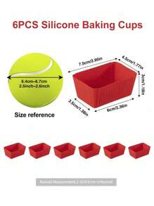 SHEIN 6 piezas rojo de silicona magdalena horneando Tazas reutilizable antiadherente pastel moldes Set - Rojo - Ver 5