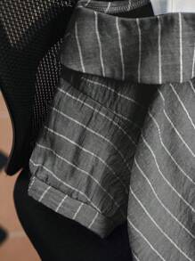 Franclia 女式条纹露肩T恤，二合一，夏季 - 黑色 - 查看 3