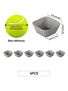 SHEIN Basic living 6pcs Square Silicone Cupcake Muffin Baking Cups Liners Reusable Non-Stick Cake Molds Sets - Grey - View 8