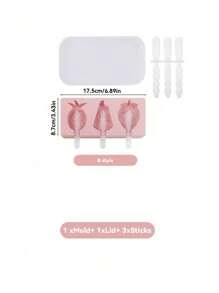 Joivida 1Pc Cute Shapes Silicone Popsicle Molds With Lids Reusable Ice Cream Mold Popsicle 4 Cavities Maker Homemade DIY Set - Pink - View 11