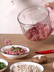 1 pieza Picadora de verduras de cocina, procesador de alimentos manual multifuncional, picadora de ajo de tracción manual portátil, cortadora de cebolla para verduras, jengibre, frutas, nueces, hierbas, etc. (2 tamaños disponibles: 500 ml, 900 ml) Gris, Navidad