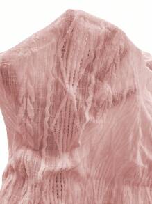 EMERY ROSE Plus Size Casual Diamond Jacquard V-Neck Short Sleeve T-Shirt, Summer - Pink - View 6