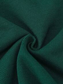 SHEIN Grey Short Top Paired With Casual Pants - Dark Green - View 9