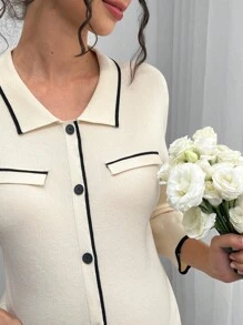 Momance Loose Fit Contrast Color Knit Cardigan, Maternity Lightweight Sweater Jacket For Autumn/Winter