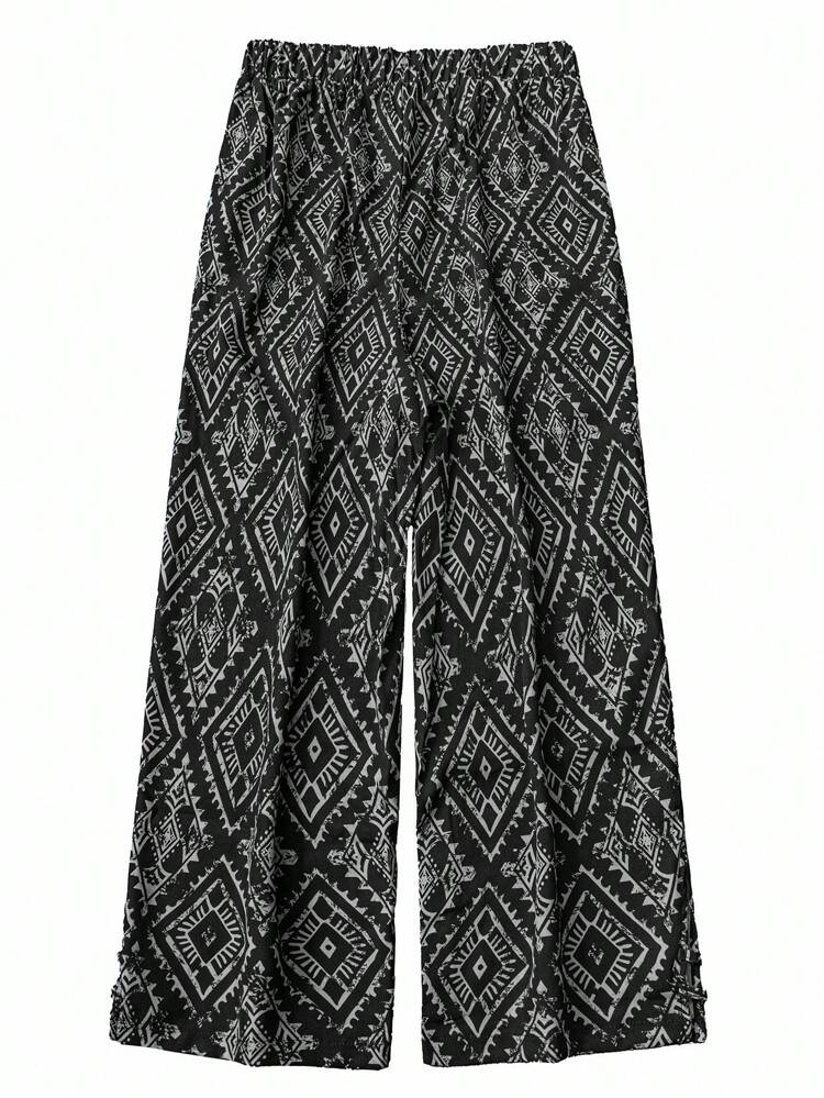 Plus Size Women's Vent Pockets Geometry Graphic Graphic Vintage Printed Casual Loose Vacation Summer Pants