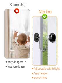 1 件黑色多功能儿童锁、橱柜门锁、窗户锁、冰箱锁、迷你冰箱锁、冷冻柜抽屉门、滑动门窗锁、防坠落窗锁（带限制器）圣诞节礼物赠送、返校