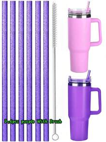 Replacement Straw, Compatible With Stanley 40 Oz 30 Oz Cup Tumbler, 1/6 Packs Reusable Straw With Cleaning Brush, Reusable Straws For Cup Replacement, Clear Hard Drinking Straws For, 10mm Large Wide Water Bottle Straw For Cup Accessories