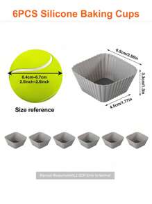 SHEIN Basic living 6pcs Square Silicone Cupcake Muffin Baking Cups Liners Reusable Non-Stick Cake Molds Sets - Grey - View 7