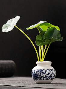 1 ultra-mini blau-weiße Porzellanvase (4,5 * 4 * 2,5 cm, etwa die Länge von zwei Zeigefingern erwachsener Personen; bitte nicht kaufen, wenn dies ein Problem darstellt) - glasierte Keramikvase, Heimdekoration, chinesischer Stil dunkelblau Vase, geeignet als Tischdekoration. - Verschiedenfarbig - Übersicht 8