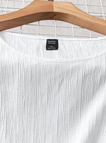 Rusticease 大码卡其色叶边下摆短袖衬衫，简约时尚休闲日常度假穿搭，适合春夏女装、西式女装、夏季沙滩装。 - 白色 - 查看 6