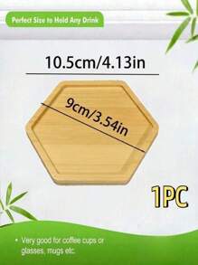 SHEIN 6件/套竹杯垫，各种形状的盖子，包括圆形、方形、心形、六角形杯垫，适用于咖啡杯、花盆、玻璃杯、饮料托盘、创意手工托盘、家居和办公室桌面装饰（注意：本产品由竹子材料制成，表面图案和纹理可能与图片略有不同）