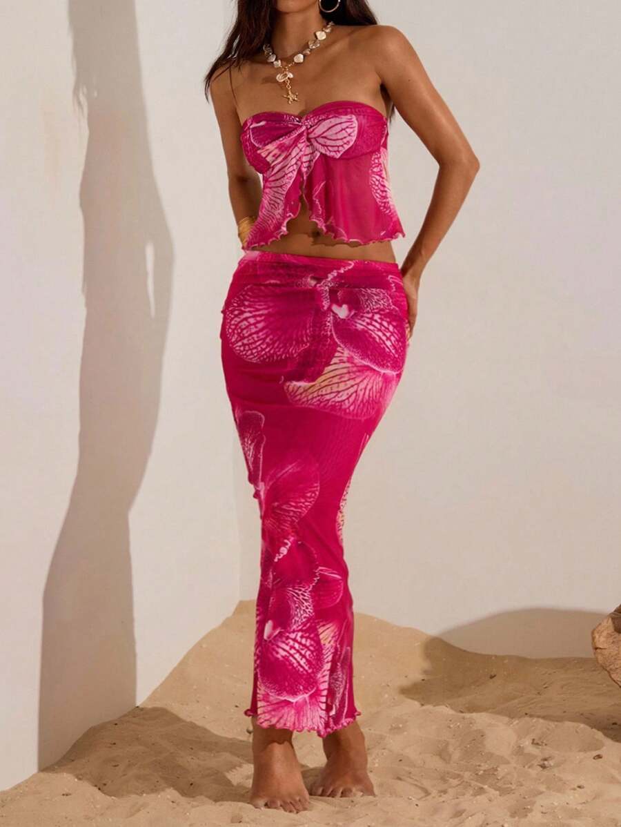 Opulessa 2pcs/Set Women Solid Color Knit Cropped TubeGoing Out,Wedding Clothes,Business Casual Woman Style,Concert, Party, Club Outfits, Fall Women Clothes  Top & High Waist Mini Skirt Vacation Beach Outfits, Chic Women's Set,Going Out, Wedding Clothes, Business Casual Woman Style, Concert, Party, Club Outfits, Fall Women Clothes,Chic Sets