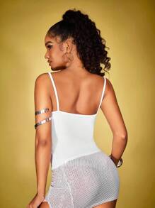 Zyxie 女士纯色简约休闲背心，时尚日常穿着 - 白色 - 查看 2