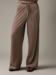 MISSGUIDED Retro Style Ribbed Two Piece Button Down Lounge Set Long Sleeve Crop Top Wide Leg Pants Drawstring Waist Fall Winter Casual Co Ord Set - Pink - View 5