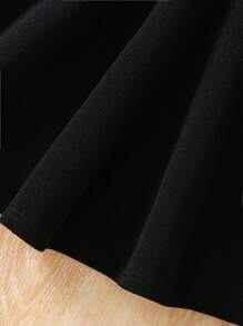 SHEIN Nova Glow 少女彩色圆点拼接圆领长袖针织连衣裙 - 黑色 - 查看 3